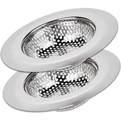Sink Strainer - 4.5 Inch Diameter - Stainless Steel 304 - Micro Perforated 2 mm Holes - Fits Most Kitchen Sink Drains - 2 Pack (1/4)