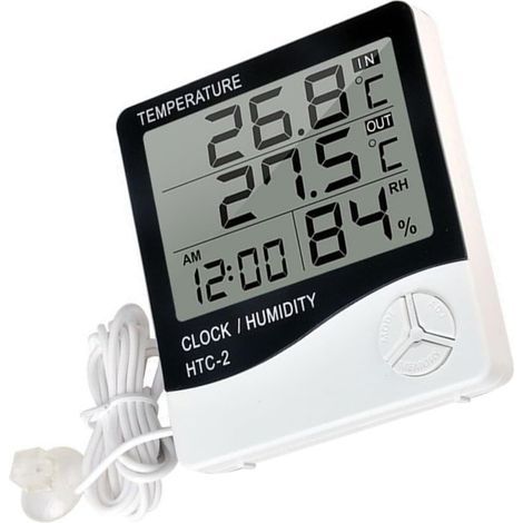 Station météo électronique avec thermomètre et hygromètre, écran LCD, mesure de température et d'humidité (1/5)