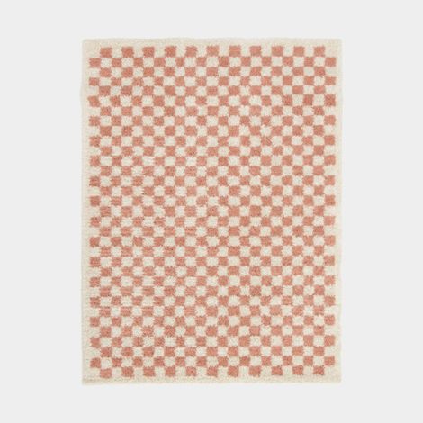 Tapis damier à poils longs - Colorama - Rose vintage - 160 x 230 cm