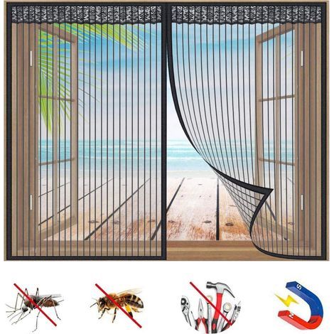 Moustiquaire fenêtre magnétique 120x120 cm – Maillage haute densité – Fermeture automatique par bandes magnétiques – Pour fenêtres et portes (1/5)