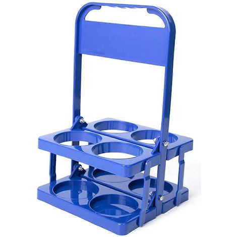 Porte-boissons pliable en plastique à 4 trous, avec poignée, bleu-- (1/5)
