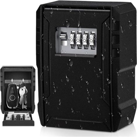 Secure Outdoor Waterproof Key Box, Large Wall-Mounted Key Box for Keys, Cards, Home, Schools, Offices
