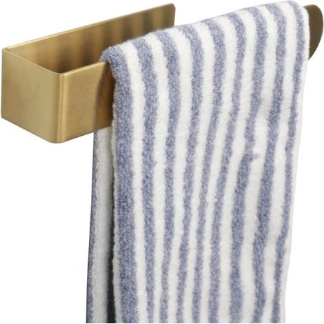 Lntyq Barres porte-serviettes de salle de bain 24 cm, anneau porte-serviettes mural auto-adhésif sans perçage, acier inoxydable SUS 304, doré