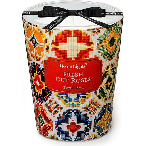 Bougie en pot Bougies parfumées longue durée à 1 mèche, 6.7oz, en cire de soja naturelle, pour une ambiance parfumée, textures naturelles bohèmes roses fraîchement coupées (1/5)