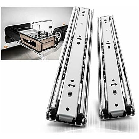 Glissières tiroir robustes 400mm, Coulisse de tiroir à roulement à billes à extension complète Rail, Capacité de charge 68 kg 1 paire (1/5)