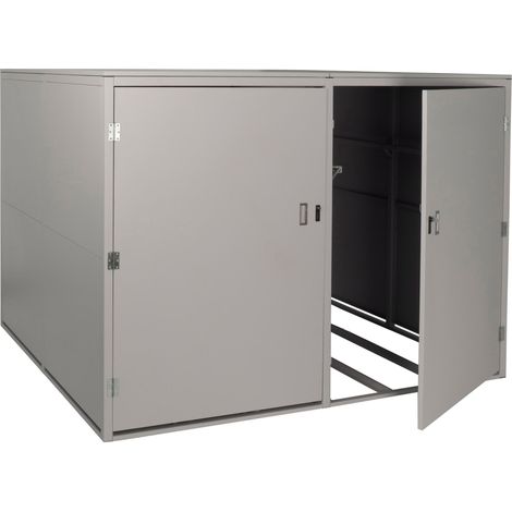 4er-Fahrradgarage HHG-859c, Gerätehaus Fahrradbox mit Ablage, abschließbar Metall 160x222x208cm hellgrau (1/5)