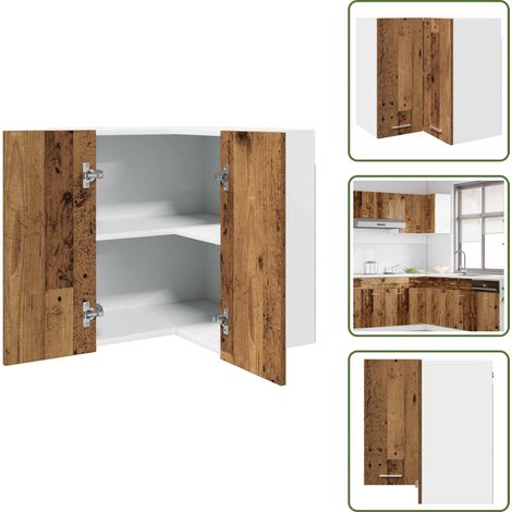 Mobile da cucina in legno antico - vidaXL Mobile Pensile Angolo “Lyon” Legno Vecchio 57x57x60 -