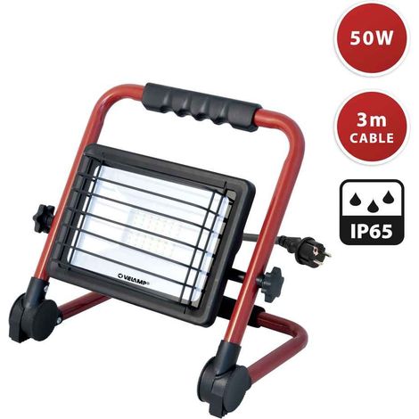 WAINGRO LED SMD 50W Strahler mit klappbarem Aluminiumständer und 3m Kabel VELAMP