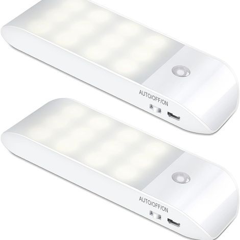 CCYKXA Rechargeable LED, [2 Pieces] Automatic Motion Sensor LED Light, Portable Magnetic Wall Light, for Closet, Bedroom, Hallway, Wardrobe, Staircase, Huang Guang