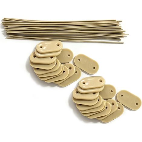 Pack of 50 Beige Plastic Privacy Screen Fasteners with Iron Wire for Fence, Garden, Balcony, Privacy Screen, Rigid and Blackout Slats, Easy Installation (1/5)