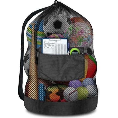 Robustes Fußballnetz (extra groß, 100 l Fassungsvermögen, 10–12 Bälle), 101,6 x 76,2 cm, Aufbewahrungs-Organizer für Sportgeräte für Fitnessstudio, Strand, Kleidung und Schwimmen