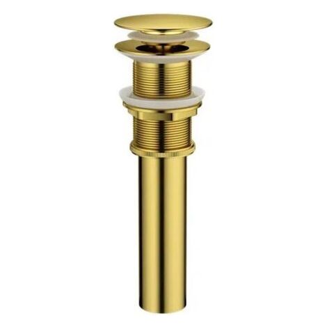 Retractable washbasin drain made of 304 stainless steel and brass without overflow (brushed gold)--DTEKGAZ