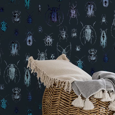 Papier peint intissé Insectes Glamour 1005 x 52cm Bleu