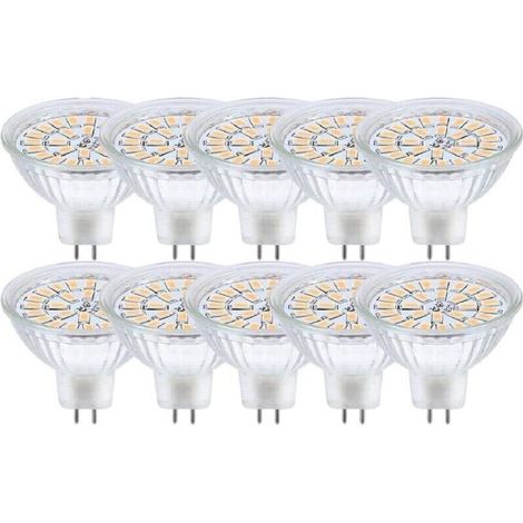Ampoule LED GU5.3, MR16 LED 12V 3W Equivalent à 30W Lampe Halogène Blanc Chaud 3000K, Ampoules LED Spot Non Dimmable, Lot de 10 [Classe énergétique F] (1/4)