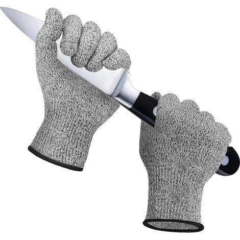 Schnittfeste Arbeitshandschuhe, Schutzklasse 5, EN388-zertifiziert, leicht, geeignet für Küche, Gartenarbeit, Austernschälen und Montage, grau, 1 Paar (L)