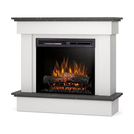 Camino Elettrico Riscaldante Da Pavimento Autoportante a LED - 23" - Bianco opaco / marmo nero - 100,5 x 89 x 33,5 - TORMES (1/5)