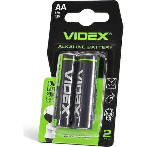 Set di 2 batterie alcaline potenti Videx AA LR6 da 1,5 V e 2600 mAh