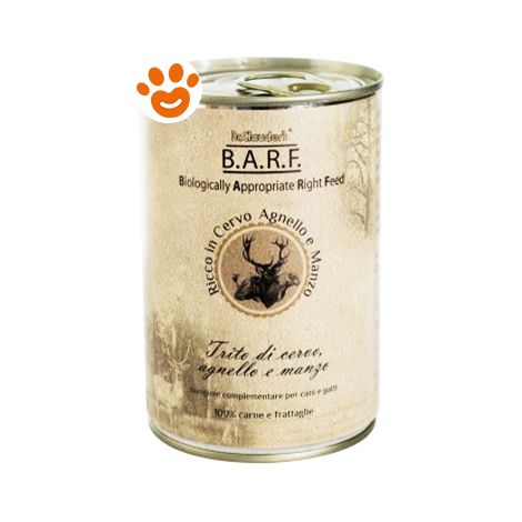 Barf Dog & Cat Trito Cervo Agnello e Manzo - Barf Dog & Cat Trito Cervo Agnello e Manzo - Lattina Da 400 Gr