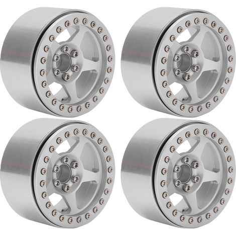 leichte Fünfspeichen-Beadlock-Felgen aus Aluminiumlegierung für Axial SCX10 90046 RC Micro Crawler, silber (1/5)