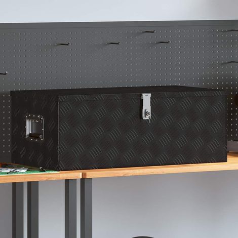 Boîte de rangement noire en aluminium 90 x 47 x 33,5 cm