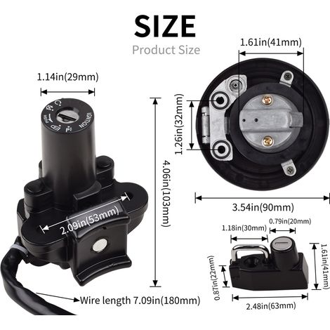 Ignition switch lock and fuel filler cap key set for Kawasaki KLX250SF and KLX250S (1/4)