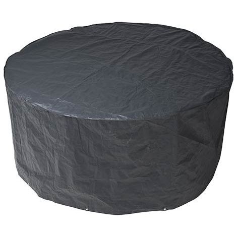 Housse salon de jardin ronde 205 cm – Protection en polyéthylène traité anti U.V – Fixation avec œillets et cordelette nylon – Hauteur 90 cm – Nature