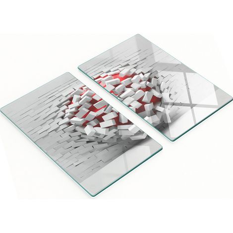 Paneles de vidrio templado con dise帽o decorativo de pared de ladrillo 3D, 2x30x52 cm.