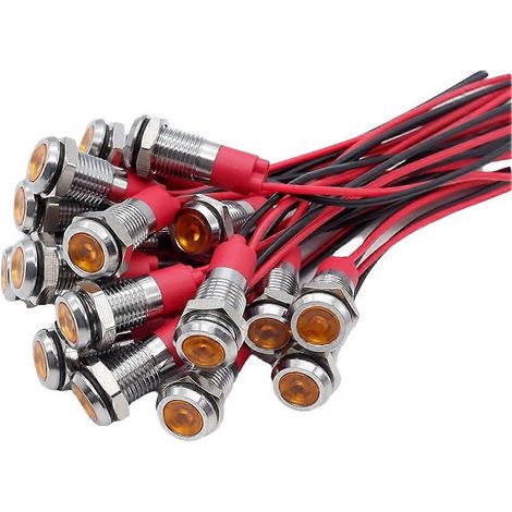 Packung mit 20 orangefarbenen, 6 mm großen LED-Warnleuchten aus Metall (1/5)