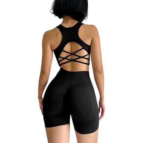 Completo sportivo a coste, composto da reggiseno e pantaloncini, taglia M (pantaloncini a coste, taglia M) (1/5)