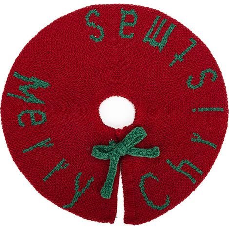 CCYKXA Roter Weihnachtsbaumrock, 32 cm (12,6 Zoll). Strickstoff, festlich mit Schleifenverzierung, ideal für Wohnzimmer, Schlafzimmer und Einkaufszentrum. (1/5)