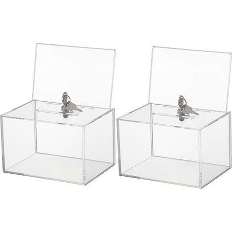 Transparente Spendenbox mit Schloss, Geldsammelbox, Wahlurne
