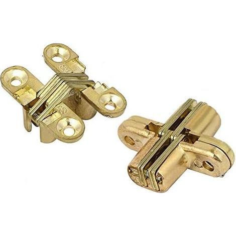 Pair of invisible gold hinges for folding tables and wooden furniture (1/5)