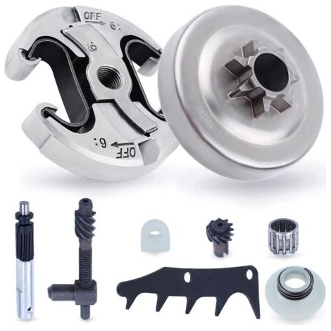 Kit de Pignon pour Husqvarna 445 445II 450 450II Tronçonneuse, ADEFOL .325 Pignon (7 dents) avec Embrayage + Griffe + Pompe à Huile + Roulement Pièces de Rechange Accessoire (1/3)