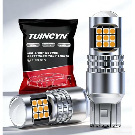 W21/5W Ampoule LED, 12V 24V Jaune Ampoule LED W21W T20 7440, pour Led Feu Stop Ampoules, Feux de Recul, Position Lampe, Feux de Jours, 2 Ampoules (1/5)