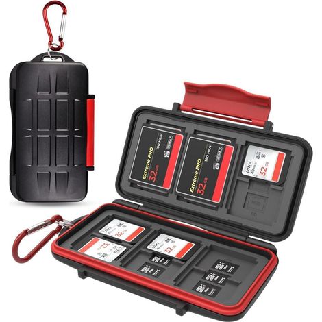 Speicherkarten Hülle für 18 Micro SD, 12 SD, 6 CF Karten, IPX5 Wasserdicht (1/5)
