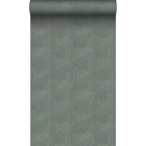 papier peint graphique 3D vert grisé  - Origin Wallcoverings (1/5)