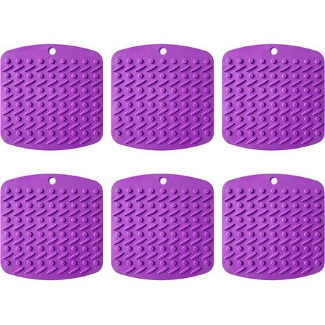 Lot de 6 dessous de plat en silicone antidérapants et résistants à la chaleur, pour plats, casseroles et poêles chauds (jaune). (1/5)