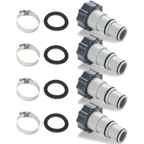 (Lot de 4) Adaptateurs de tuyau de rechange filetés à pince pour kits de piscine Intex, adaptés aux pompes de filtration, aux générateurs de chlore et aux systèmes au sel avec raccords de tuyau fileté (1/5)