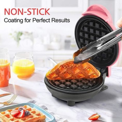 Gaufrier - 350 W - Surface De Cuisson Antiadhésive - Pour Gaufres Individuelles Crêpes Biscuits Snacks - 14 x 8,8 x 17,8 cm (1/4)
