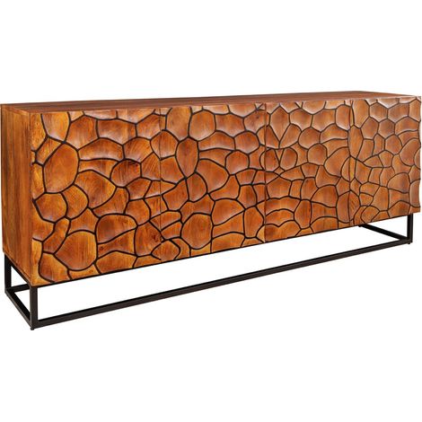 Buffet TERRAKAN 180 cm – Bois Massif de Manguier Marron – Façade Sculptée 3D (1/5)