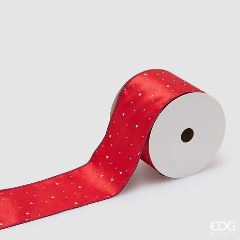 EDG Enzo De Gasperi Nastro Decoglitter Red 8,9 cm x 10 m – Decorazione di Natale (1/2)