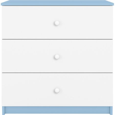Commode enfant bleue et blanche Drimy 80cm (1/4)