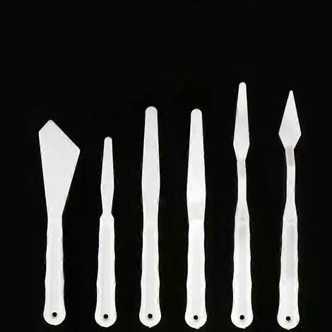 6-teiliges Set Kunststoff-Malmesser, Spachtel, Palettenmesser, Zubehör für Ölmalerei, Farbmischung für Öl-, Leinwand- und Acrylmalerei - JXLGV (1/4)
