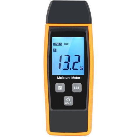 Testeur Humidité,Testeur Humidité Mur & Bois, Compteur de fuites, Humidité, Mortier de Ciment, Détecteur de Teneur en eau avec Rétroéclairage LCD (Jaune)