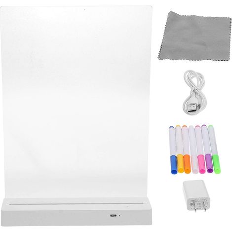Tableau mémo lumineux LED effaçable pour bureau avec marqueurs (lot de 2) (1/5)