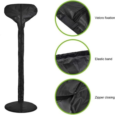 Housse chauffage universelle noire 180×52 cm imperméable zippée anti-soleil (1/5)