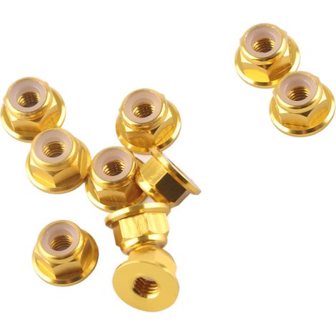 Écrous autobloquants hexagonaux M4 à insert nylon anodisé, lot de 10, en alliage d'aluminium (1/5)