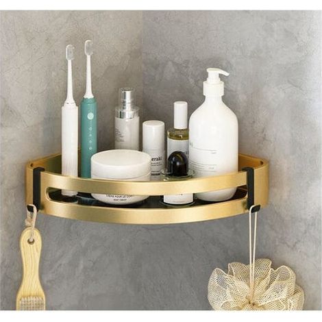 Set di 2 cestini angolari per doccia, mensola da bagno senza foratura, cestino portaoggetti triangolare in acciaio inox (1/3)