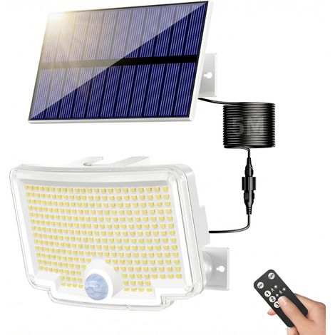 Lampe Solaire Extérieur Detecteur de Mouvement【310 LED/3Mode/Angle d'éclairage 270 °】, Lumiere Solaire Extérieure avec Télécommande, Étanche Eclairage Exterieur Solaire avec Câble de 5M 2 pièce (1/5)