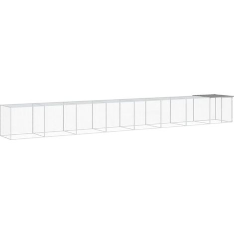 Recinto per pollaio con gabbia per polli con tetto leggero 803 x 98 x 90 cm in acciaio zincato grigio 020043988